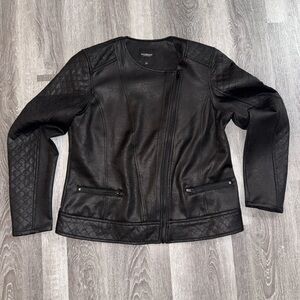 Liverpool Black Quilted Leather Jacket Large